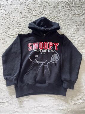 Peanuts Unisex Black Kids Hoodie with Red Snoopy Knotts Berry Farm EUC XS
